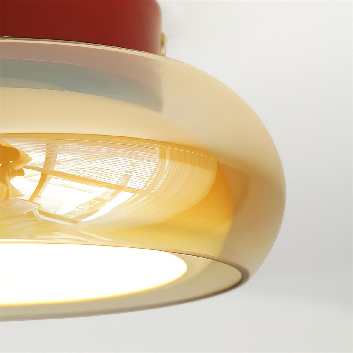 Lámpara de techo de montaje al ras con pantalla de vidrio ámbar e LED integrado de estilo vintage