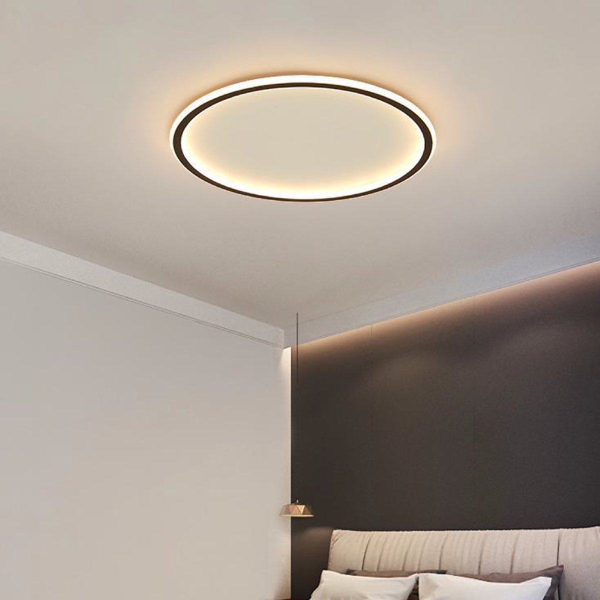 Lámpara de techo LED circular moderna de montaje al ras con intensidad regulable