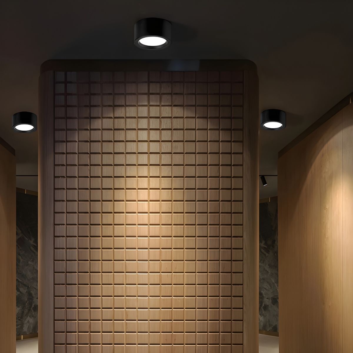 Lámpara LED de techo cilíndrica de montaje al ras con diseño moderno e iluminación energéticamente eficiente