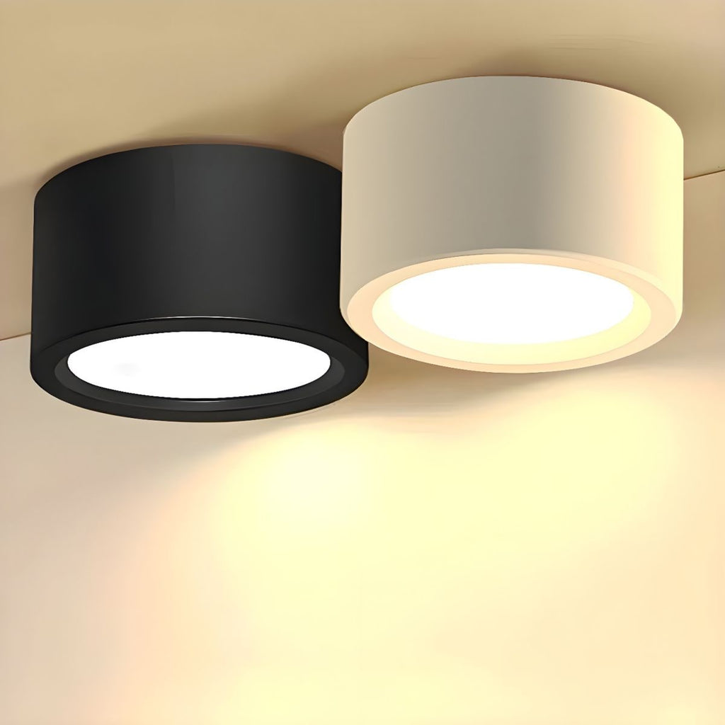 Lámpara LED de techo cilíndrica de montaje al ras con diseño moderno e iluminación energéticamente eficiente