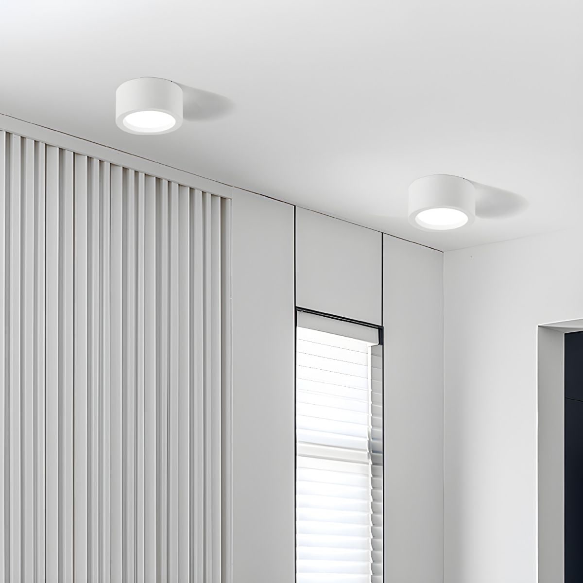 Lámpara LED de techo cilíndrica de montaje al ras con diseño moderno e iluminación energéticamente eficiente