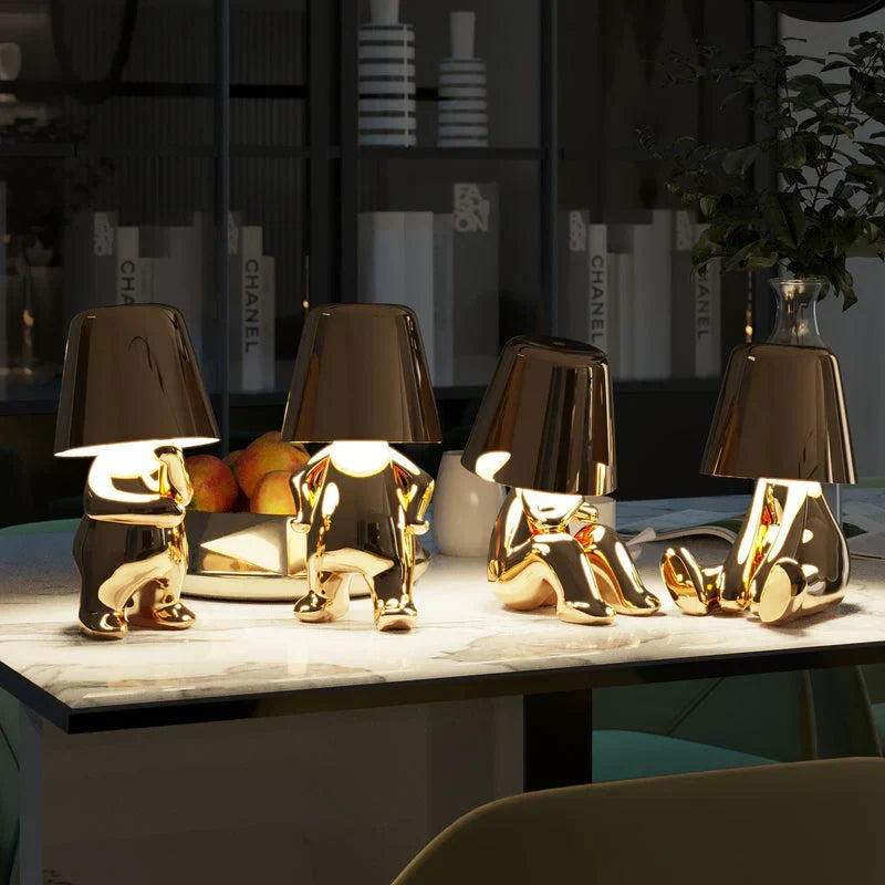 Lámpara de mesa portátil con control táctil y luz ambiental regulable