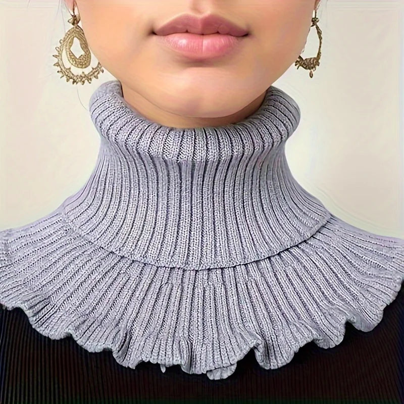 Elegant Knitted Turtleneck Neck Scarf for Women - product detail 6