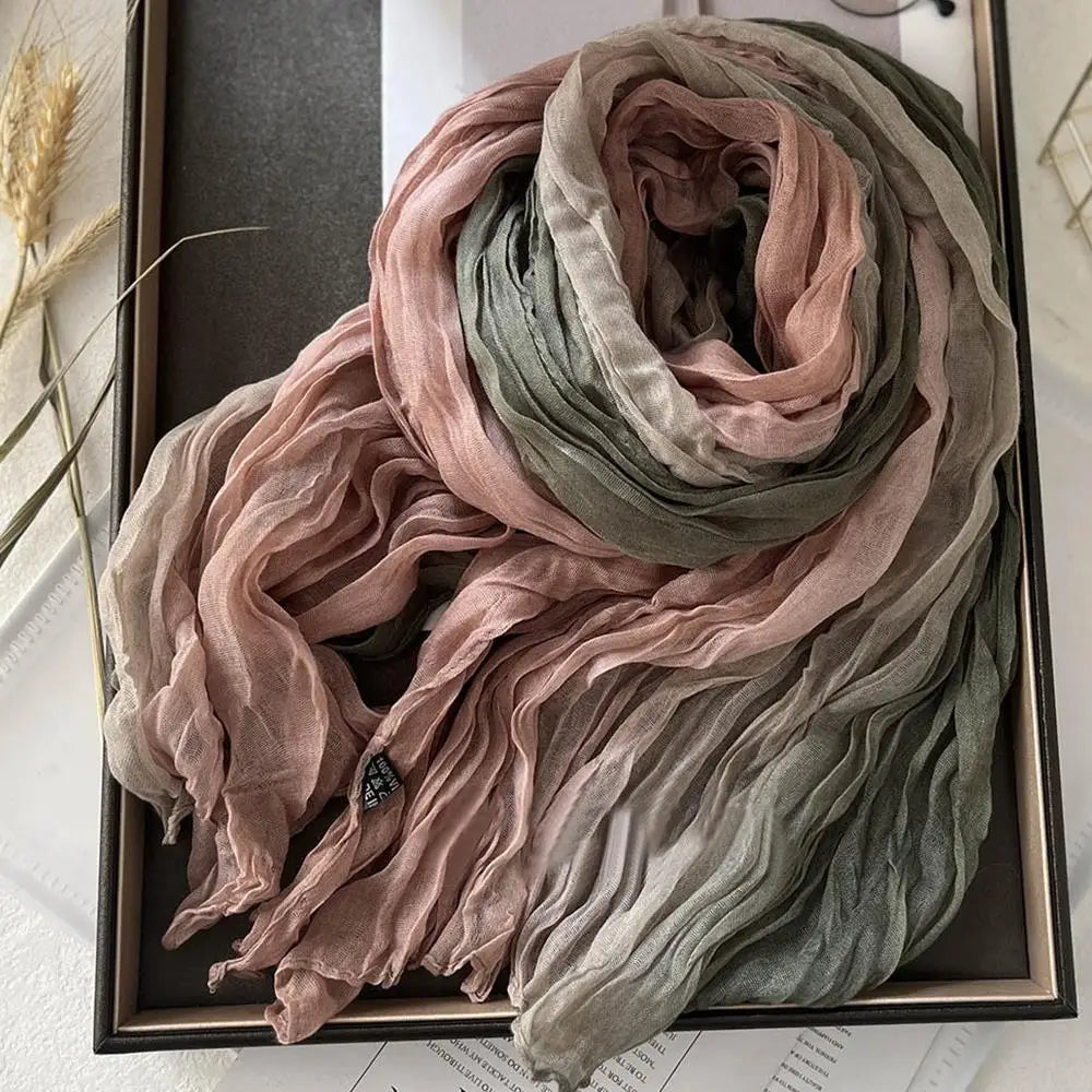 Soft Gradient Cotton Shawl Ladies Winter Scarf - product detail 8