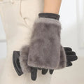 Suede Rabbit Fur Touch Screen Winter Gloves - product detail 7