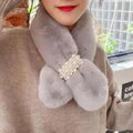Luxury Faux Fur Pearl Winter Scarf - product detail 5