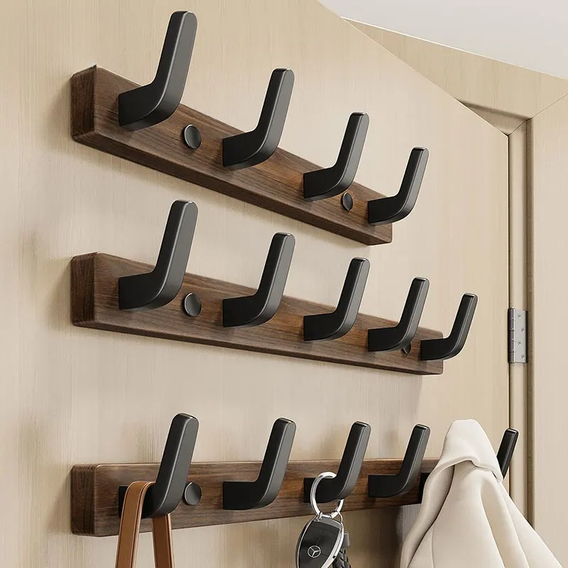 NOMOVA Minimalist Wall-Mounted Coat Hook with Wood & Metal Coat Holder
