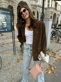 Elegant brown suede jacket for women - product image 1