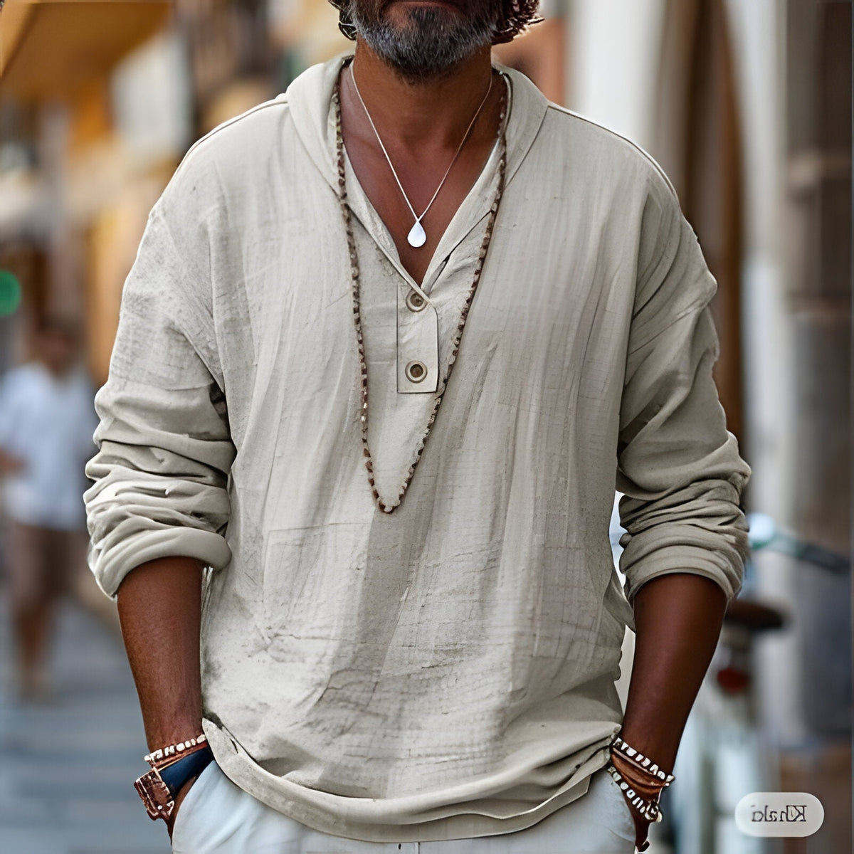 Men's Linen Shirt Popover - product image 3