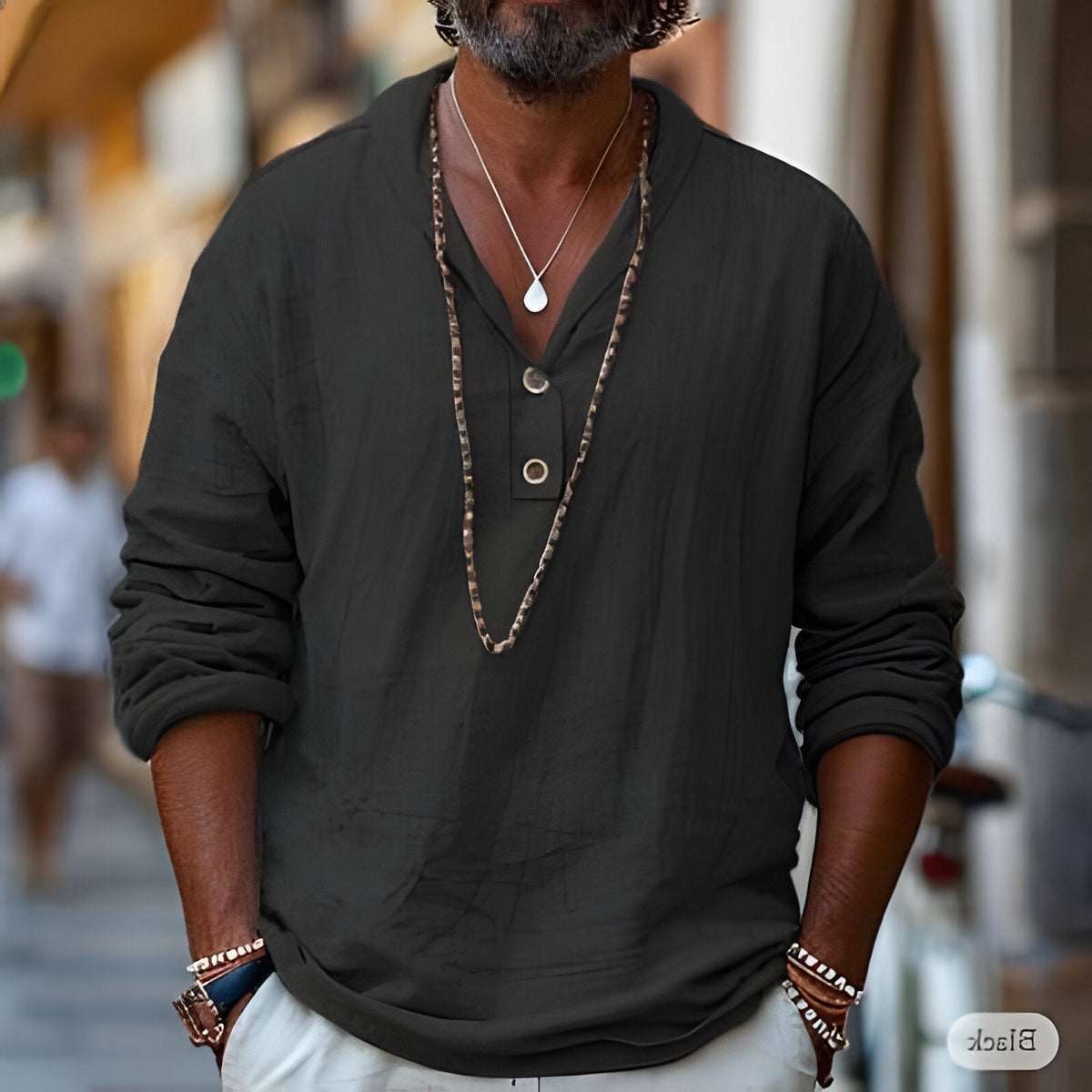 Men's Linen Shirt Popover - product image 2