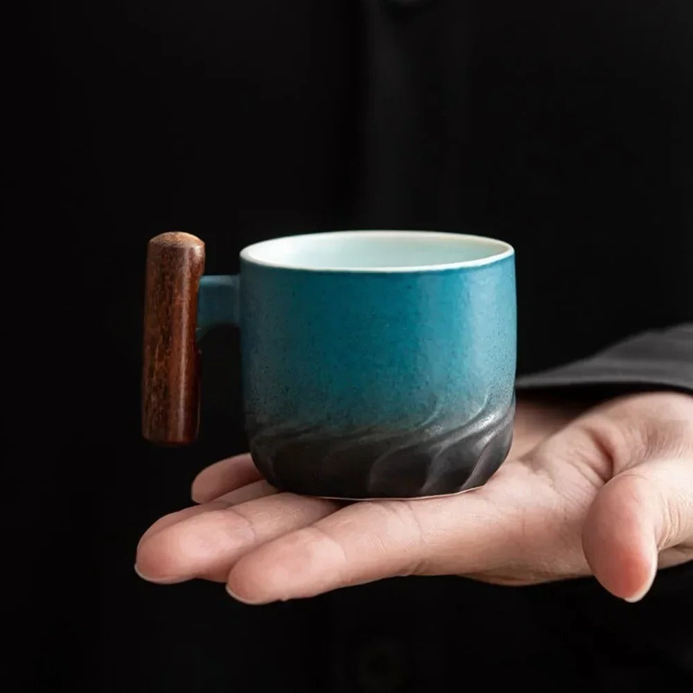 Vintage Espresso Cups With Wooden Handle - product detail 4