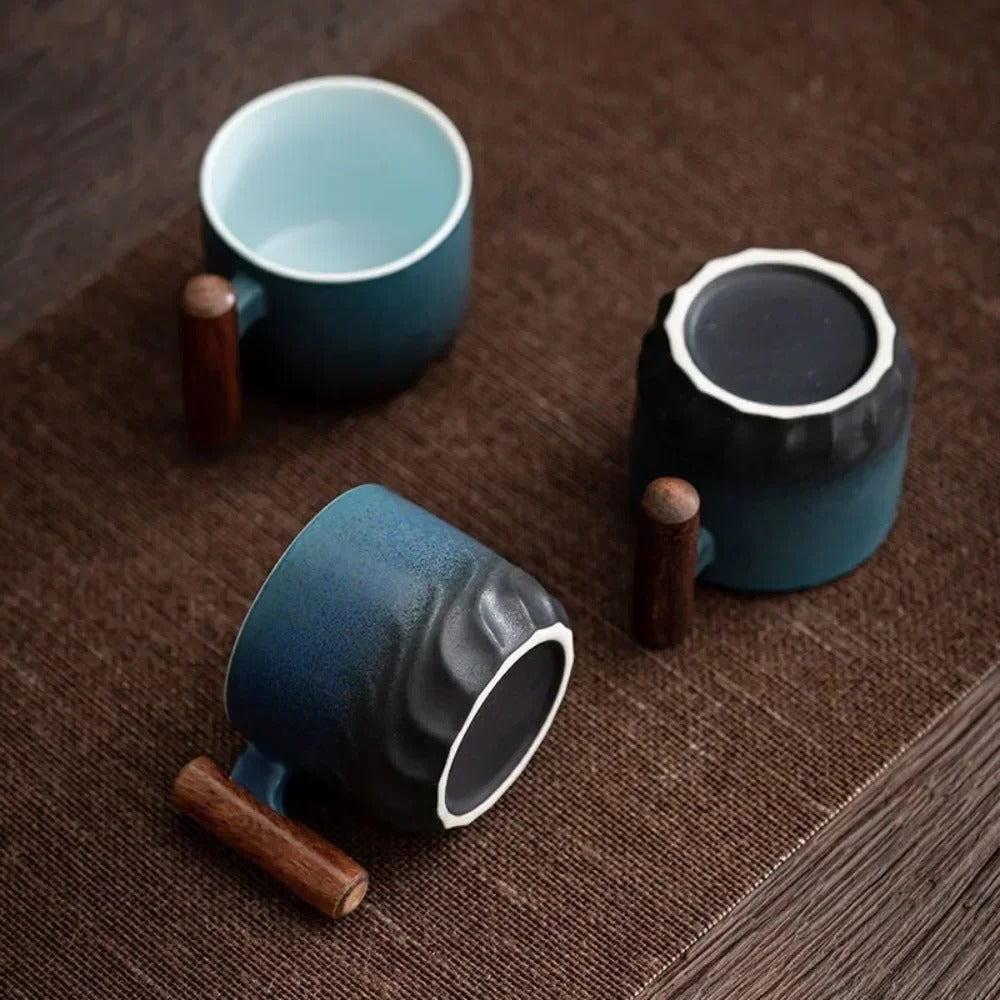 Vintage Espresso Cups With Wooden Handle - product detail 7