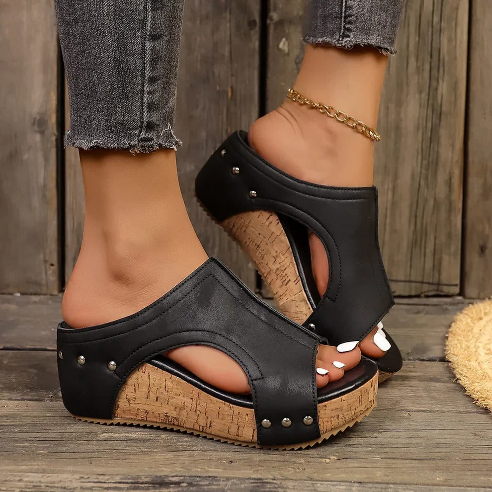 NOMOVA Women’s Studded Wedge Sandals
