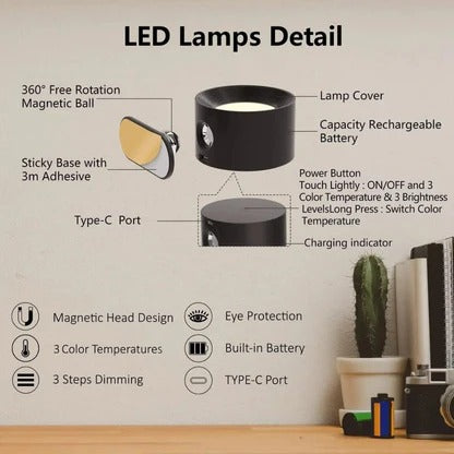 Rechargeable Wall Light with 360° Rotation - product detail 17