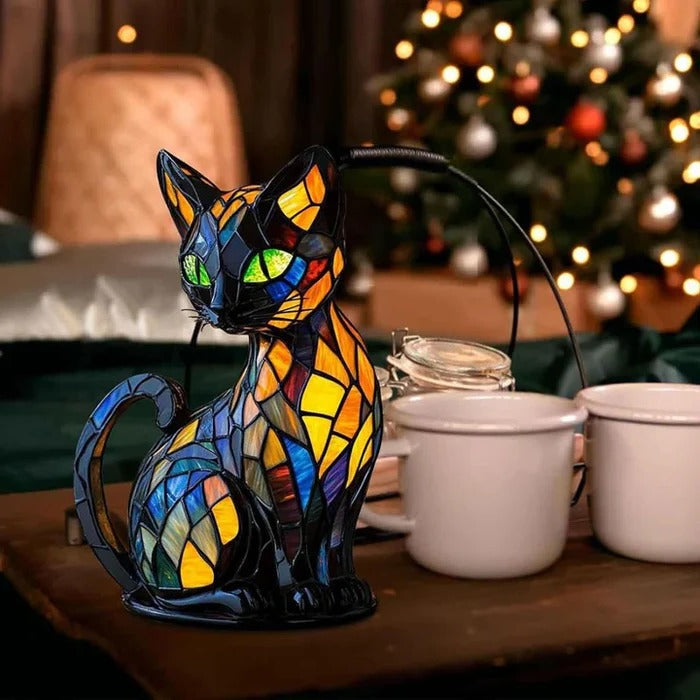 Stained Glass Cat Table Lamp - product detail 2