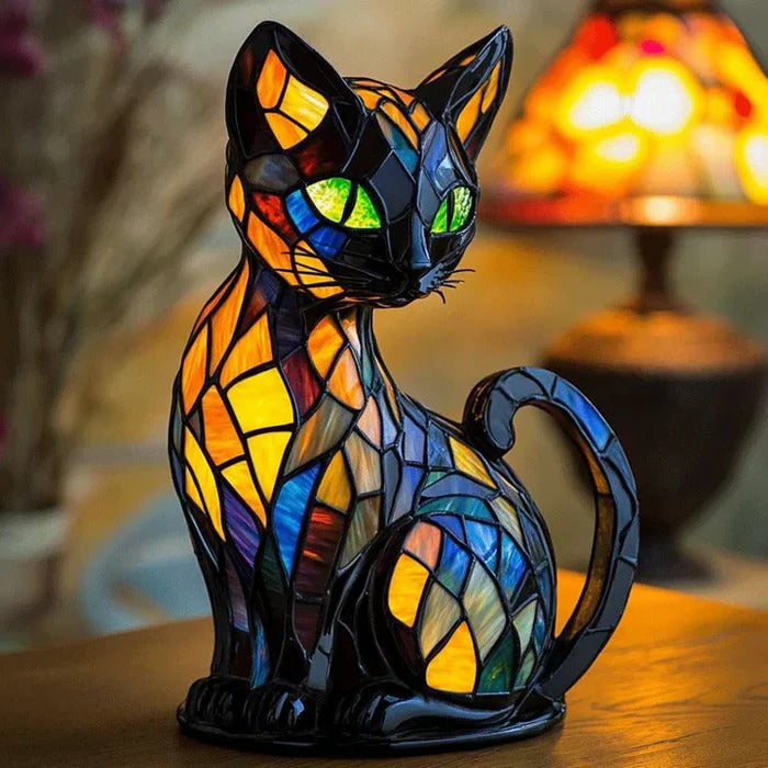 NOMOVA Stained Glass Cat Table Lamp