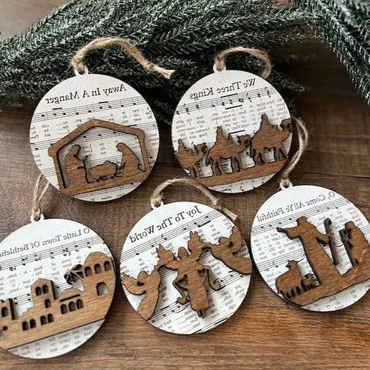 Nativity-Themed Music Sheet Ornament Collection - product detail 8