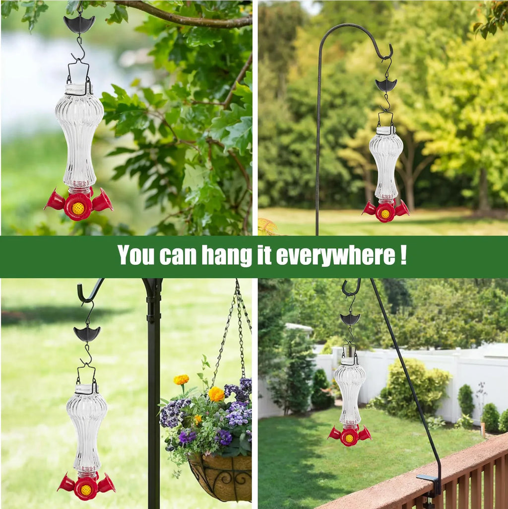 Flowers Glass Hummingbird Feeder With Ant Moat - product detail 6