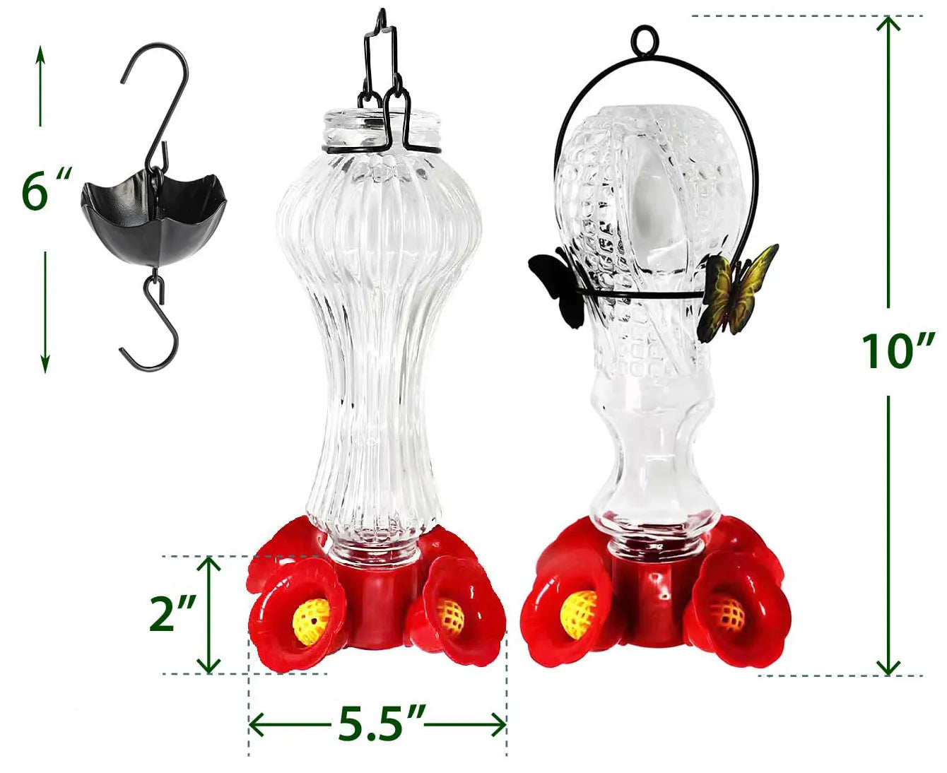 Flowers Glass Hummingbird Feeder With Ant Moat - product detail 5