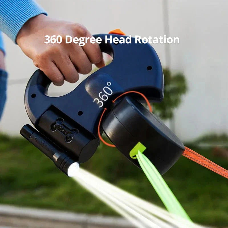 Dual Dog Leash with Flashlight & Waste Bag - product detail 6
