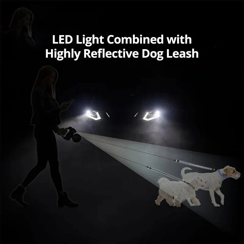 Dual Dog Leash with Flashlight & Waste Bag - product detail 4