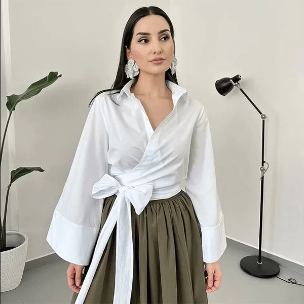 Blouse With Wide Bow Belt - product image 1