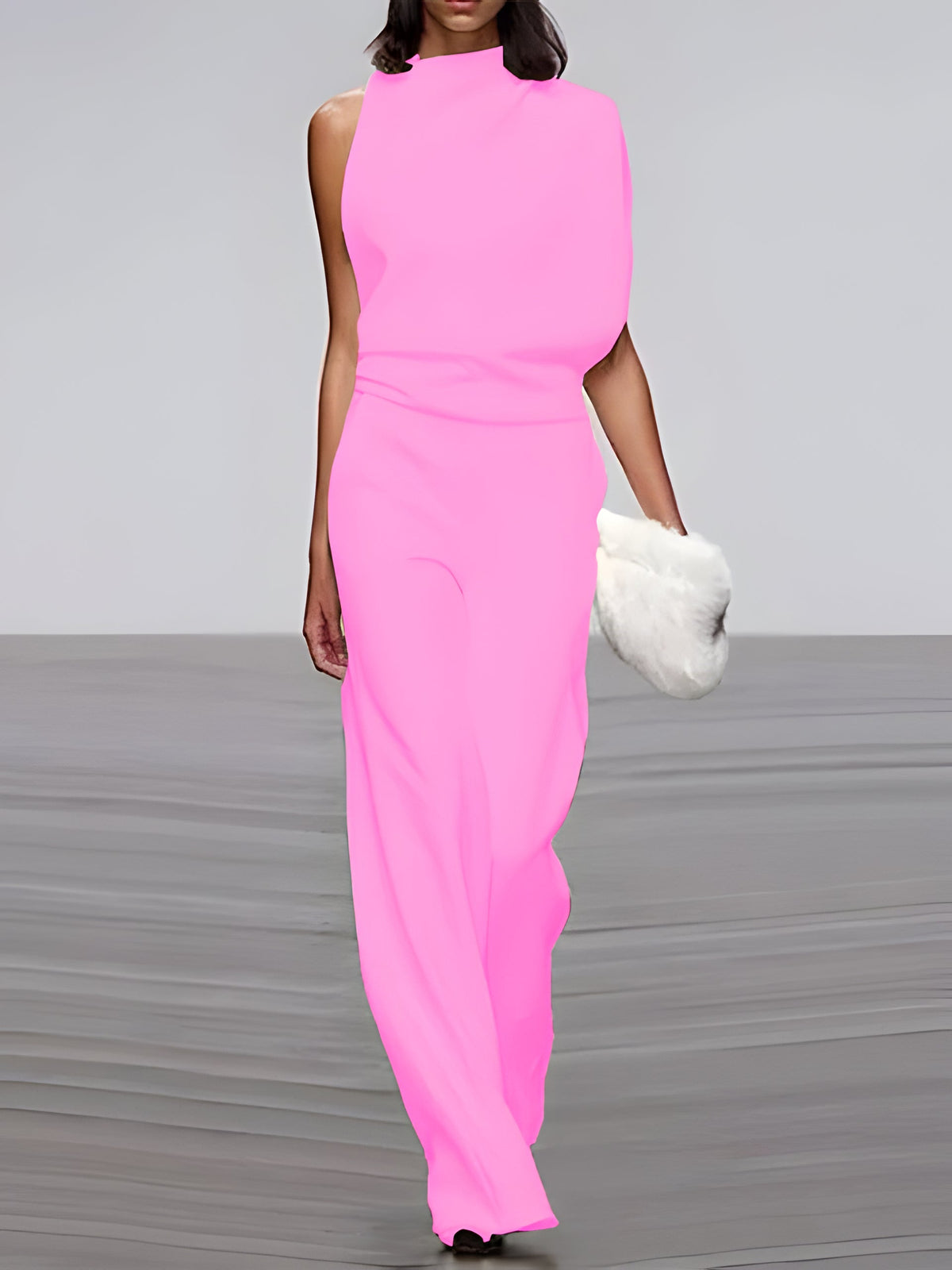 Women's round-neck, sleeveless jumpsuit with flared legs - product image 3