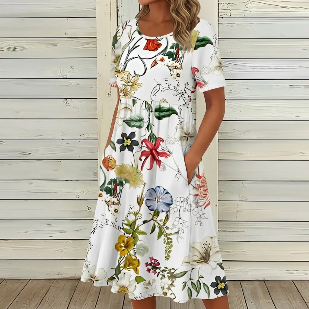 Stylish white dress with floral pattern - product image 2