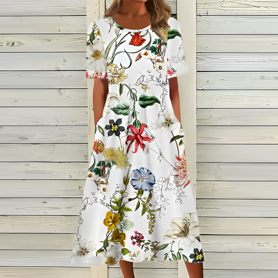 Stylish white dress with floral pattern - product image 1