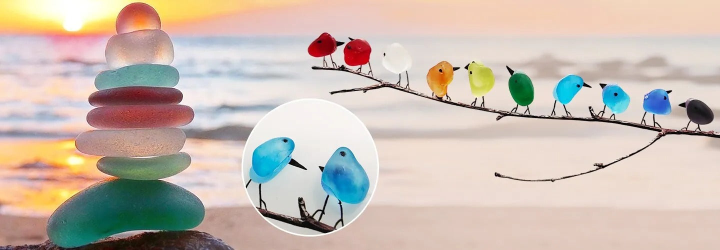 Sea Glass Birds Decor Coastal Love Notes - product detail 4