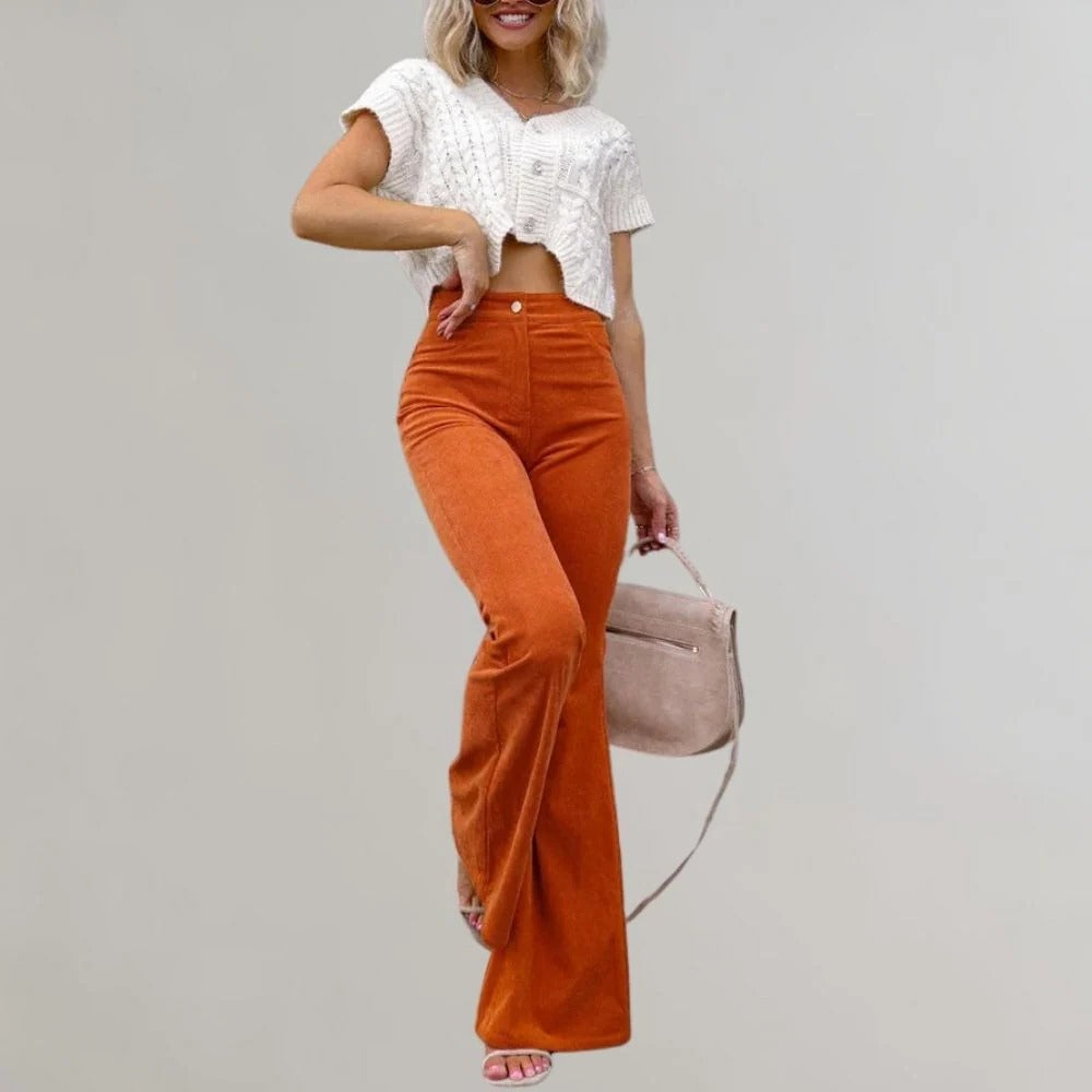 Trendy Corduroy Flared Trousers - product detail 6