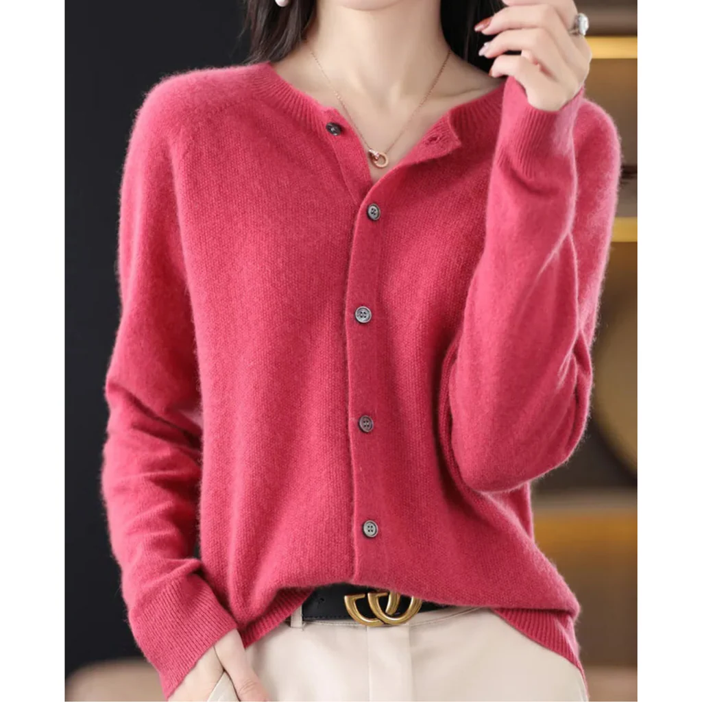 Women's round neck cardigan sweater - product image 1