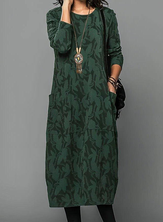Casual Winter Dress For Women With Round Neckline and Warm Fabric - product image 1