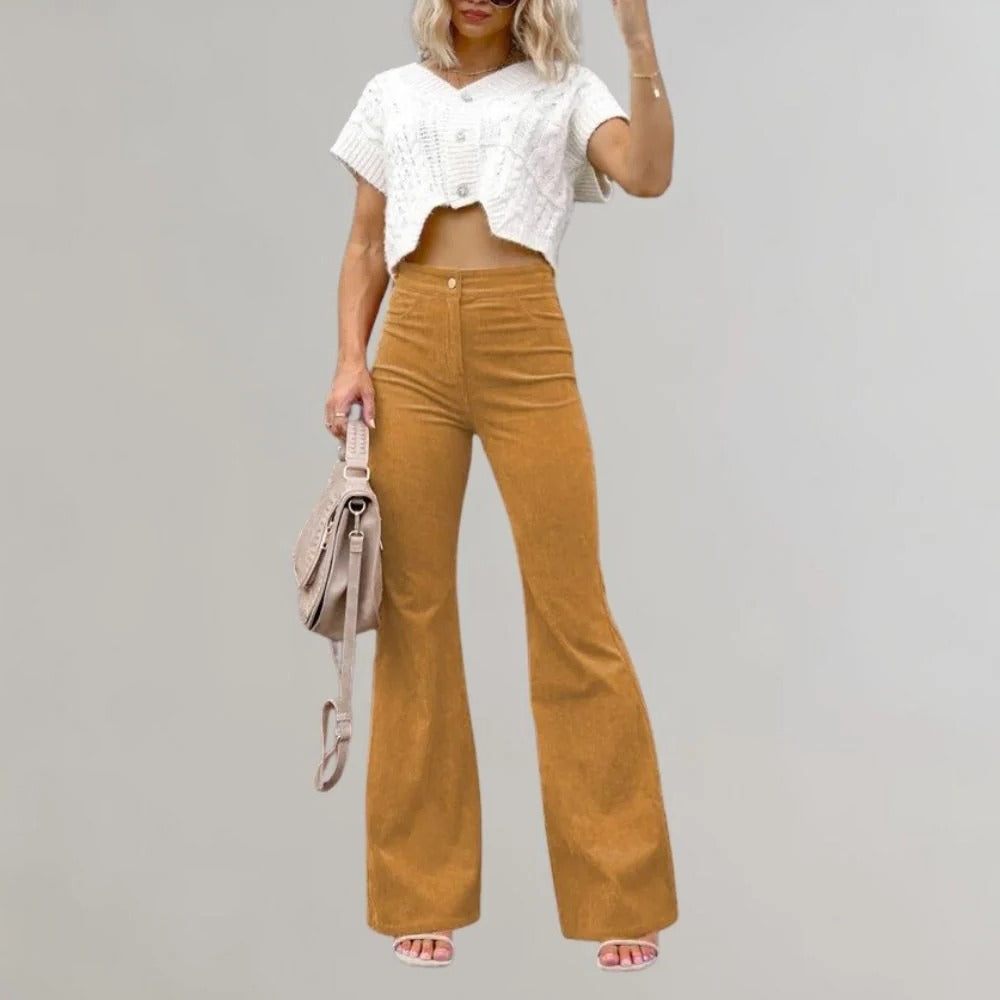 Trendy Corduroy Flared Trousers - product detail 8
