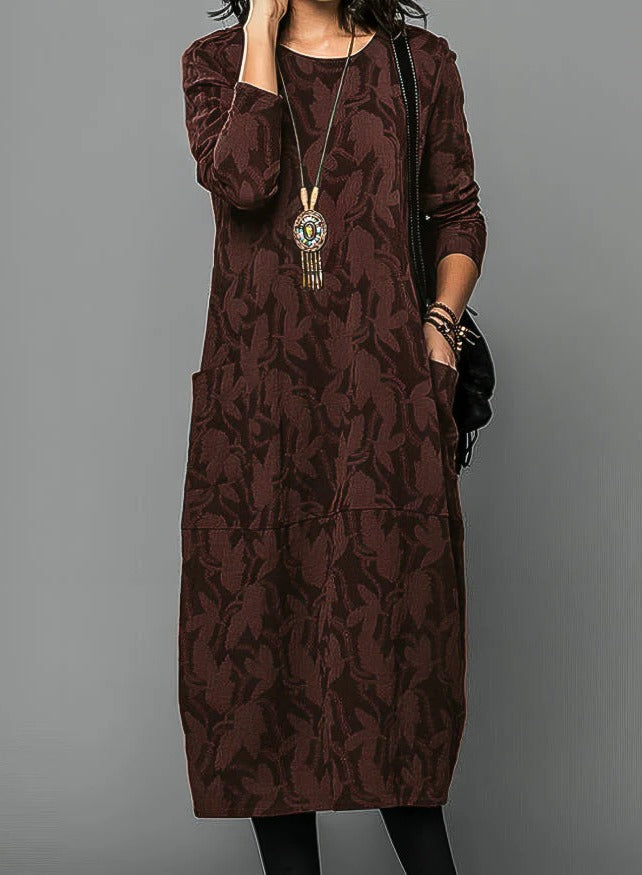 Casual Winter Dress For Women With Round Neckline and Warm Fabric - product image 2