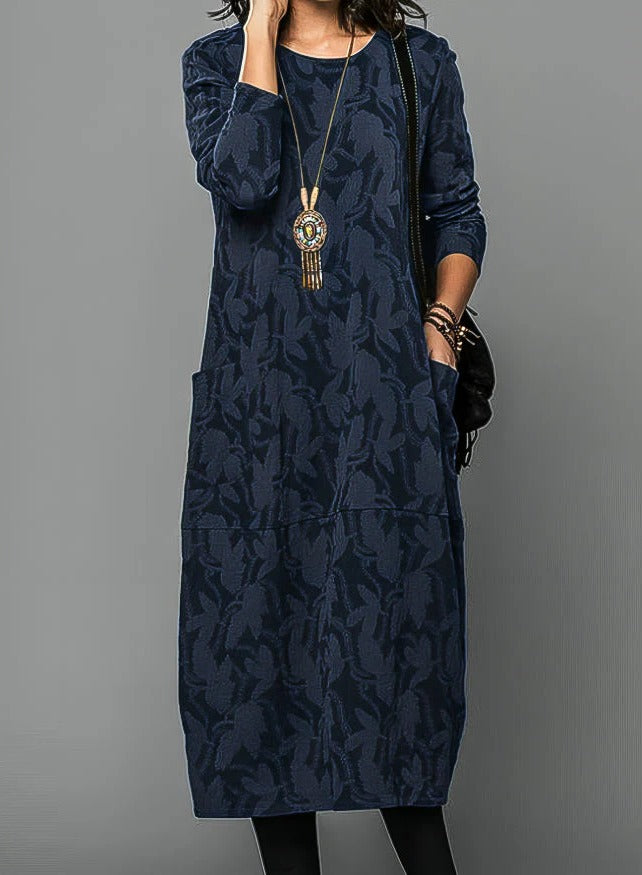Casual Winter Dress For Women With Round Neckline and Warm Fabric - product image 3