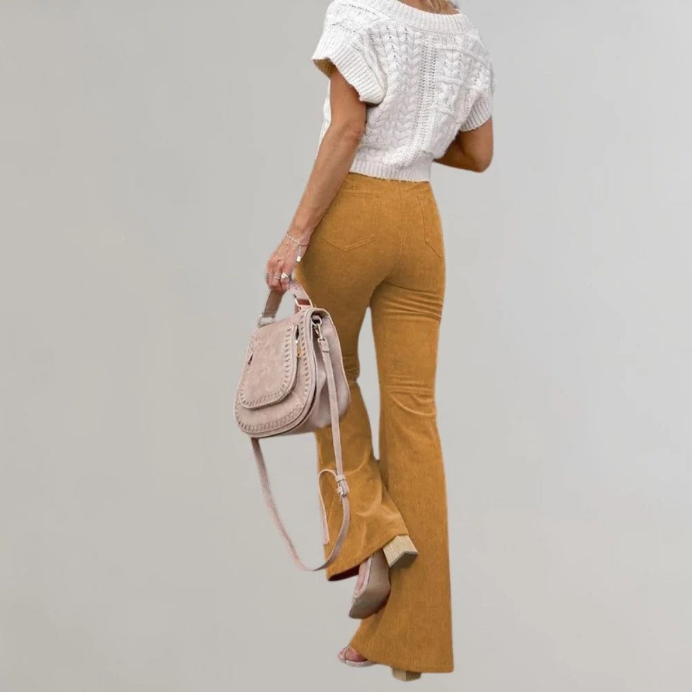 Trendy Corduroy Flared Trousers - product detail 9