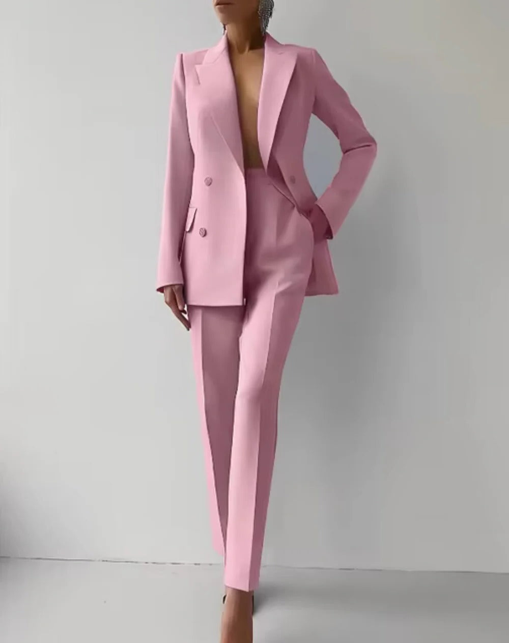 Women's Classic Suit with Lapel Blazer and High Waisted Pants - product image 1