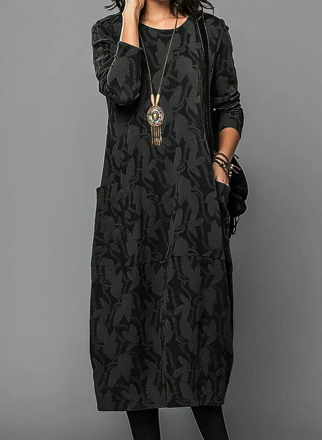 Casual Winter Dress For Women With Round Neckline and Warm Fabric - product image 4