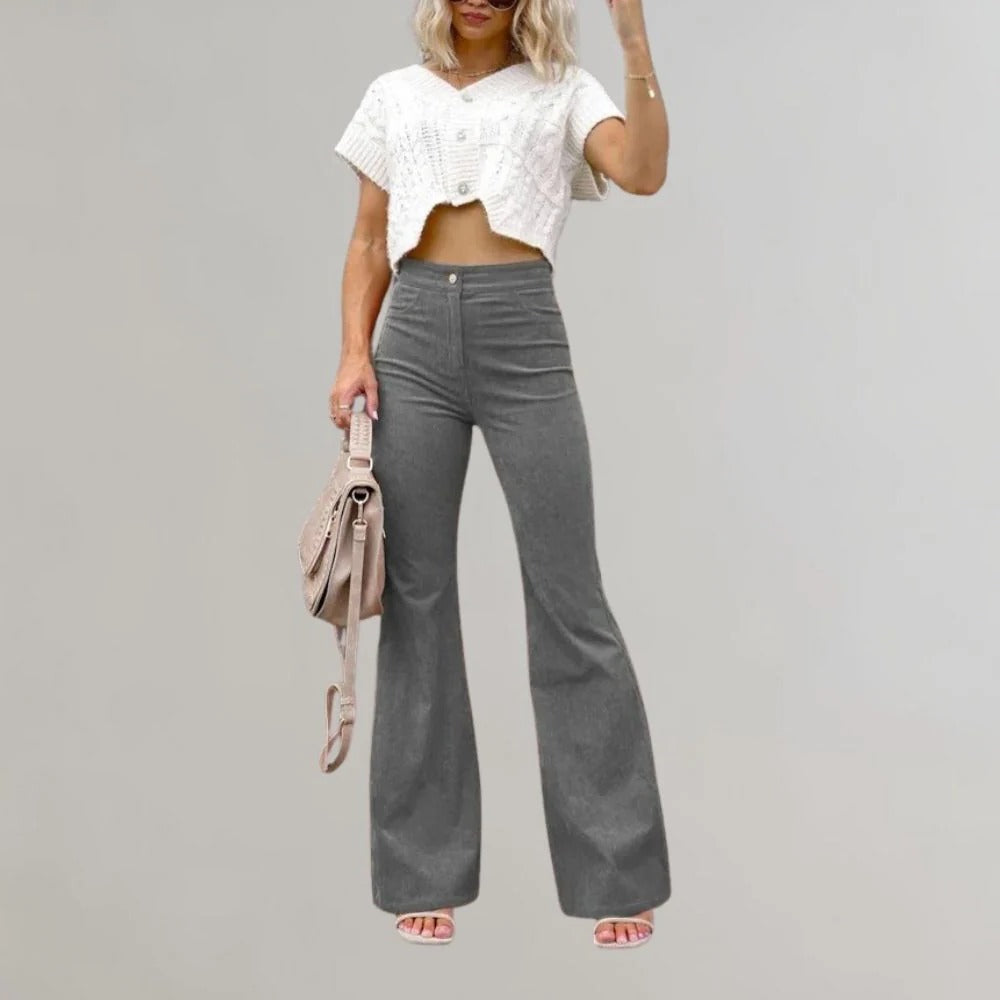 Trendy Corduroy Flared Trousers - product detail 10