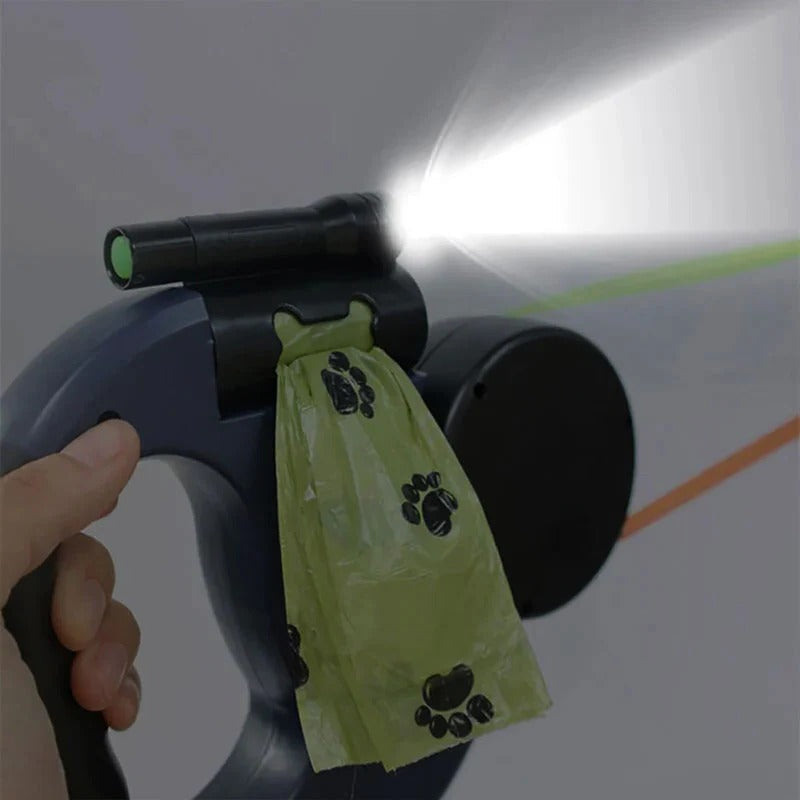 Dual Dog Leash with Flashlight & Waste Bag - product detail 7