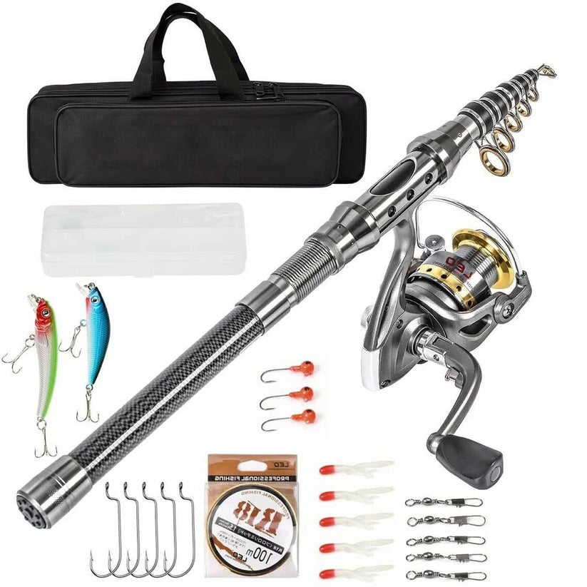 Carbon Fiber Telescopic Fishing Rod Pole Reel Combo Sea - product detail 4