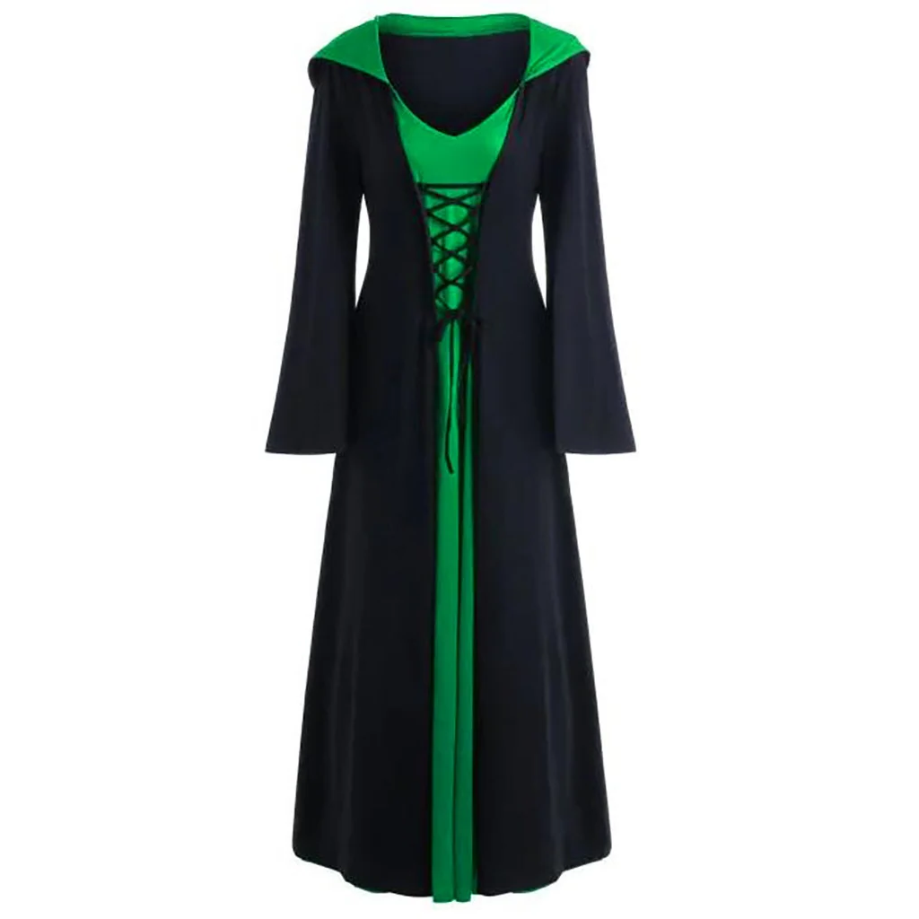 Official Medieval Dress Vampire Witch For Women Lace-up Hooded Cloak Robe - product image 6