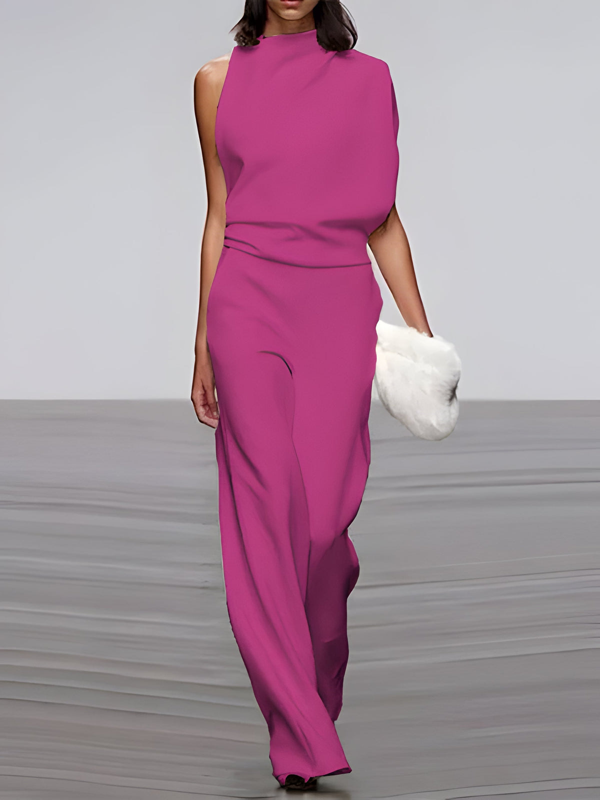 Women's round-neck, sleeveless jumpsuit with flared legs - product image 12