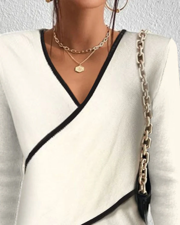 Ivory V-neck sweater - product image 3