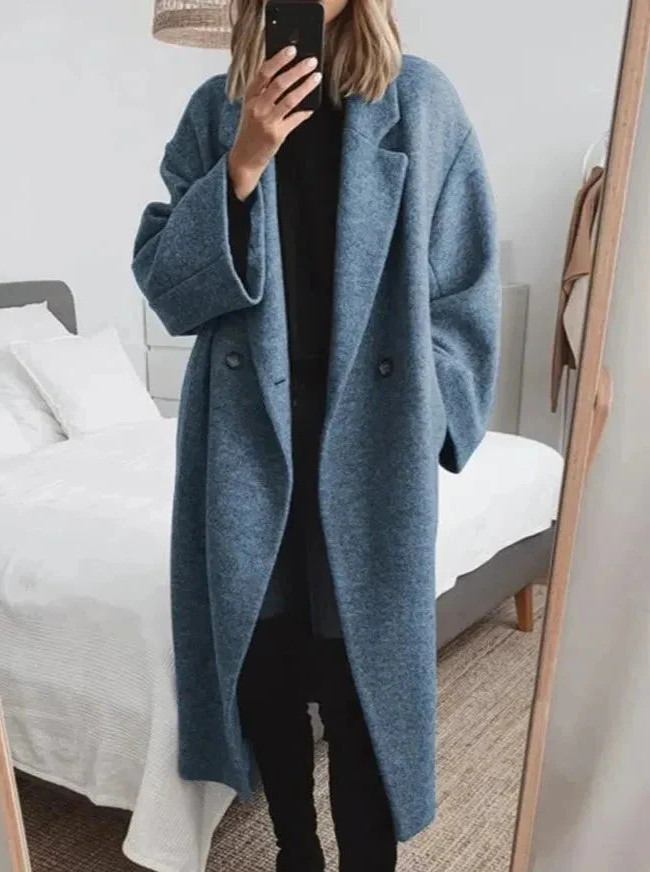Oversized women's cashmere coat with lapel collar - product image 2