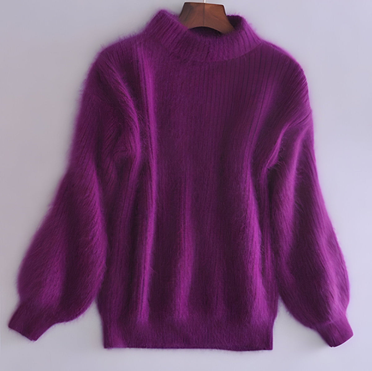 Solid Color Loose Knit Sweater - Vintage Style Angora Pullover for Women - product image 5