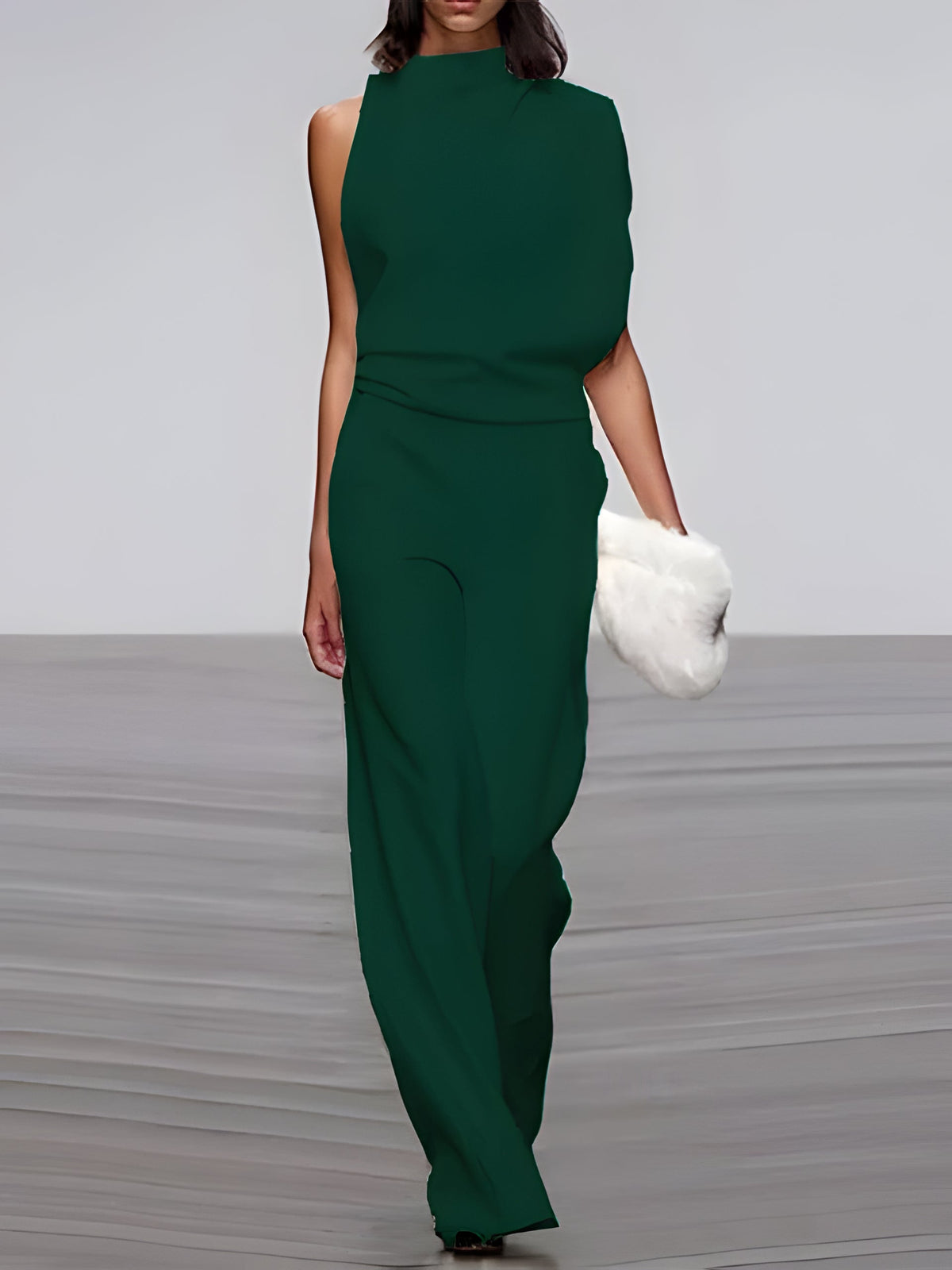 Women's round-neck, sleeveless jumpsuit with flared legs - product image 11