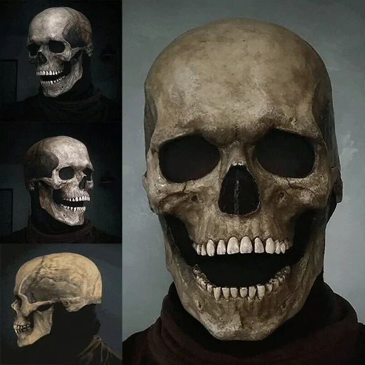 Movable Jaw Realistic Full Head Skull Mask - Human Skeleton Mask for Halloween Party - product image 3