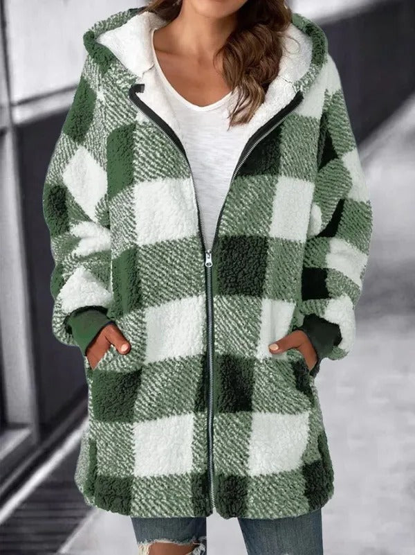 Women Oversized Hoodie Plaid Loose Overcoat - product image 7